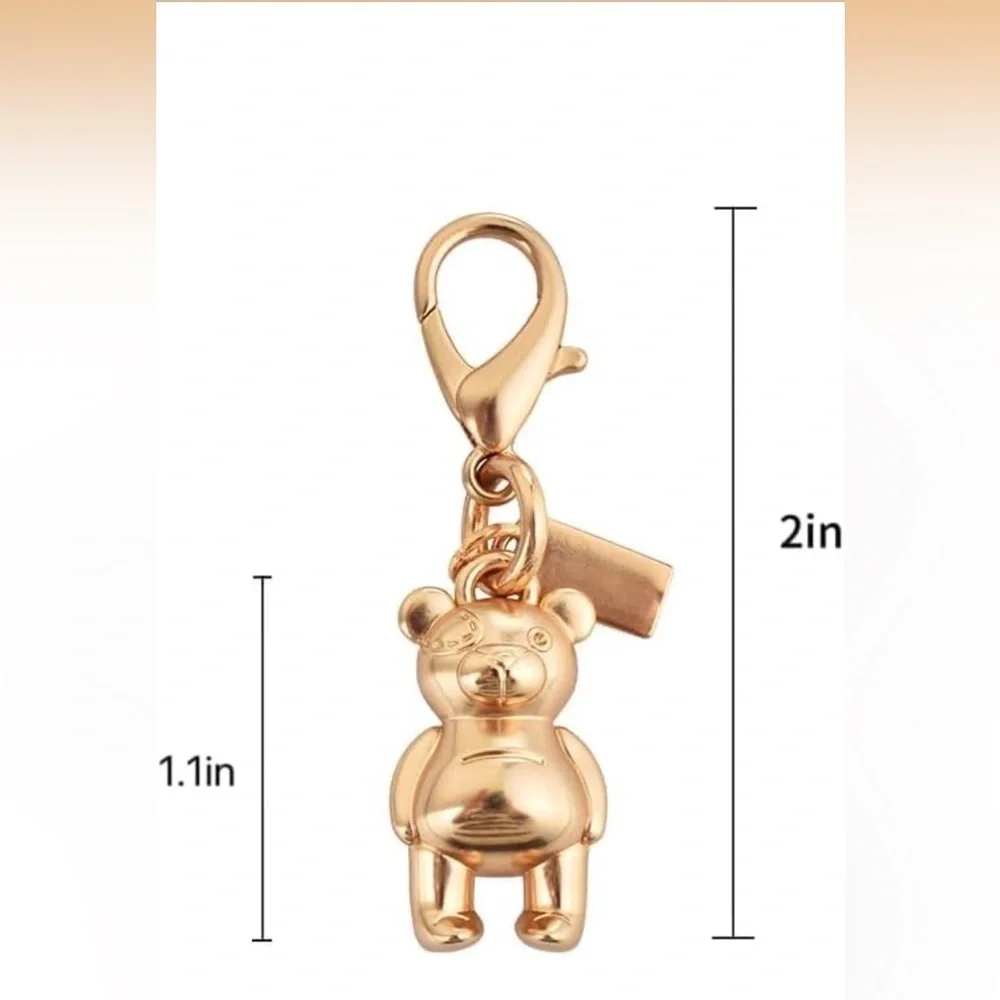 Gold Bear Keychain Charm purse charm bag charm clips on